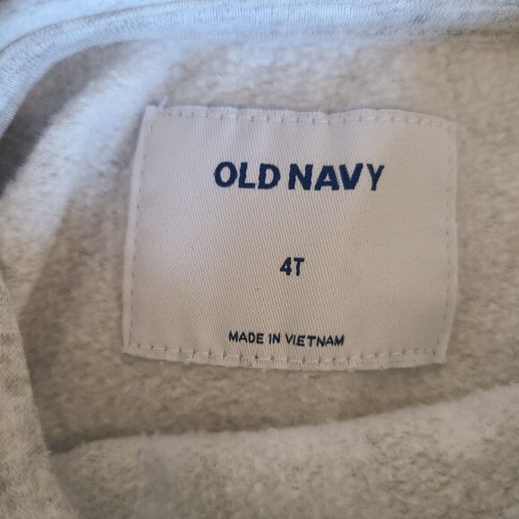 Old Navy Toddler Hoodie 4T Heather Gray Red Buffalo Plaid Bear Kangaroo Pocket - Picture 4 of 5